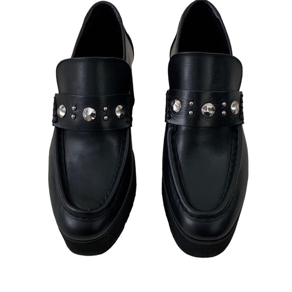 MAJE Studded Leather Platform Loafers - Picture 6 of 13